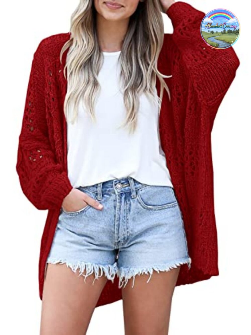 Crochet Knit Cardigan Sweater Lightweight Summer Kimono Women's